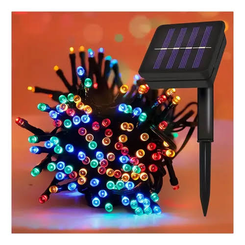 LUCES NAVIDEÑAS CON PANEL SOLAR AMBAR 10M