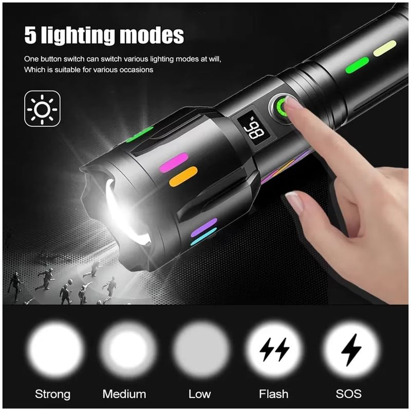 LINTERNA TÁCTICA RECARGABLE LED DE ALTA POTENCIA